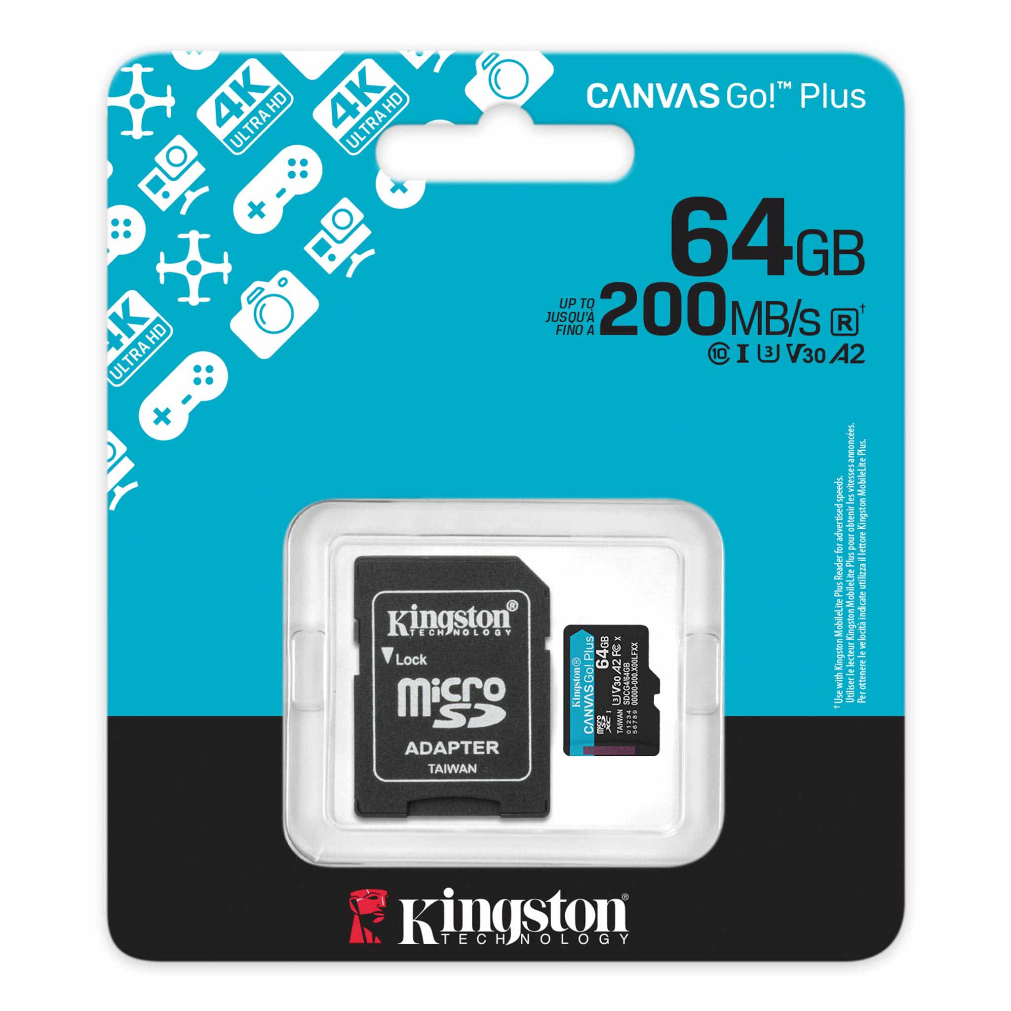 Tarjeta de memoria microSD Canvas Go! Plus 64 GB 200MB/s